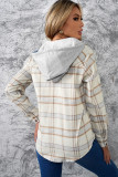 Khaki Plaid Hooded Shirt Coat