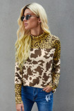 Animal Mixed Printed Long Sleeve Knit Top