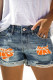 Ball Print Rip Rolled Hem Jeans Shorts Unishe Wholesale