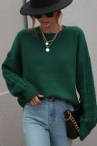 Cable Knit Sleeves Plain Pullover Sweaters