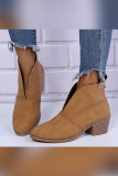 Leopard and Plain Front Cut Short Boots