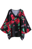 V Neck Floral Loose Cover Up Top