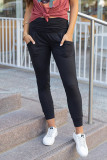 Black High Waist Pleated Pocket Leggings