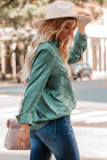 Green Shiny Satin Buttons Shirt