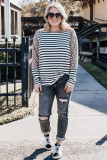 White Stripe Cheetah Raglan Top