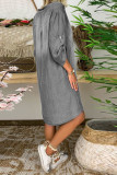 V Neck Button Washed Denim Dress