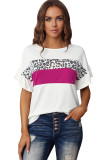 White Leopard Color Block Short Sleeve Tee