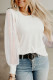 White Round Neck Dotted Lantern Sleeve Top