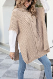 Cable Knit Turtleneck Split Knitting Sweater
