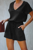 Black Pocketed Knit Romper