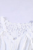 White Crochet Lace Button Top