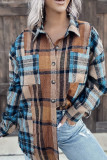 Plaid Colorblock Button Pocket Shirt