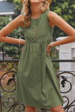Solid Button Down Sleeveless Dress Unishe Wholesale