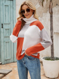 Colorblock Splicing Turtleneck Sweater