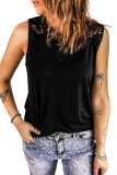 Black Crochet Lace Trim Tank