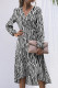 Surplice V Neck Zebra Print Midi Dress