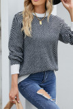 Wave Striped Two Tone Pullover Knit Sweaters