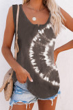 Brown Tie-dye Print Tank Top