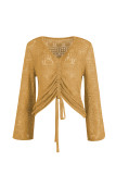V Neck Hollow Out Bell Sleeves Sweater Unishe Wholesale
