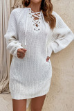 Criss Cross Ribbon Knit Sweater Dress