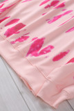 Pink Tie-dyed Print Long Sleeve Sweatshirt