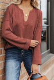 Cut V Neck Roll Up Cuff Knit Sweaterrs
