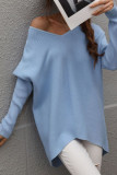Front Back V Neck Plain Loose Pullover Sweaters