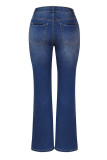 High Rise Button Wash Stretch Flare Jeans Unishe Wholesale