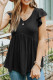Black Ribbed Flounce Sleeve V Neck Babydoll Top