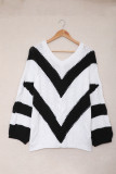 Black Color Block Drop Shoulder Oversize Sweater