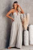 Pocketed Printed Halter Backless Maxi Dress