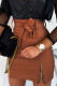Leather Zipper Design Waist Tie Knot Skirt Dress
