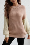 Color Block Plain Loose Pullover Sweaters