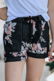 Floral Drawstring Waist Little Girls' Shorts with Pockets