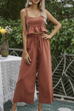 Solid Halter Crop Top & Pants 2PCS Set Unishe Wholesale