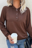 Button Down Drastring Hem Hoodies