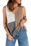 Apricot Color Block Knitted Tank Top