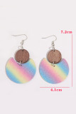 Glitter Gradient Pink Cut Cirle Earrings MOQ 5pcs