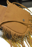 Suede Leather Tassel Saddle Bag MOQ 3pcs