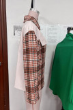 Faux Leather Splicing Plaid Open Button Jackets