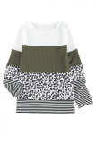 Leopard Splicing Stripes Top