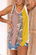 Multicolor Camo Leopard Color Block Crew Neck Tank Top