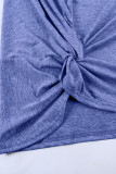 Sky Blue Twist Knot Sleeveless V Neck Shift Mini Dress