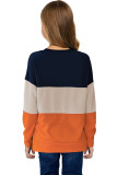 Orange Colorblock Kids Long Sleeve Top