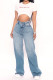 Washed Blue Baggy Loose Fit Jeans Pants