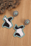 Turquoise Cow Print Earrings MOQ 5PCs