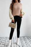 Color Block Plain Loose Pullover Sweaters