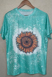 Sunflower & Horseshoe O-neck Short Sleeve Top Women UNISHE Wholesale
