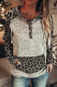 Color Block Leopard Long Sleeves Gray Hoodie