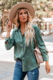 Green Shiny Satin Buttons Shirt
